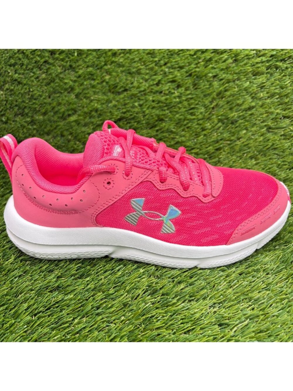 Under Armour Assert 10 AC GS Girls Size 6Y Pink White Running Shoes Sneakers